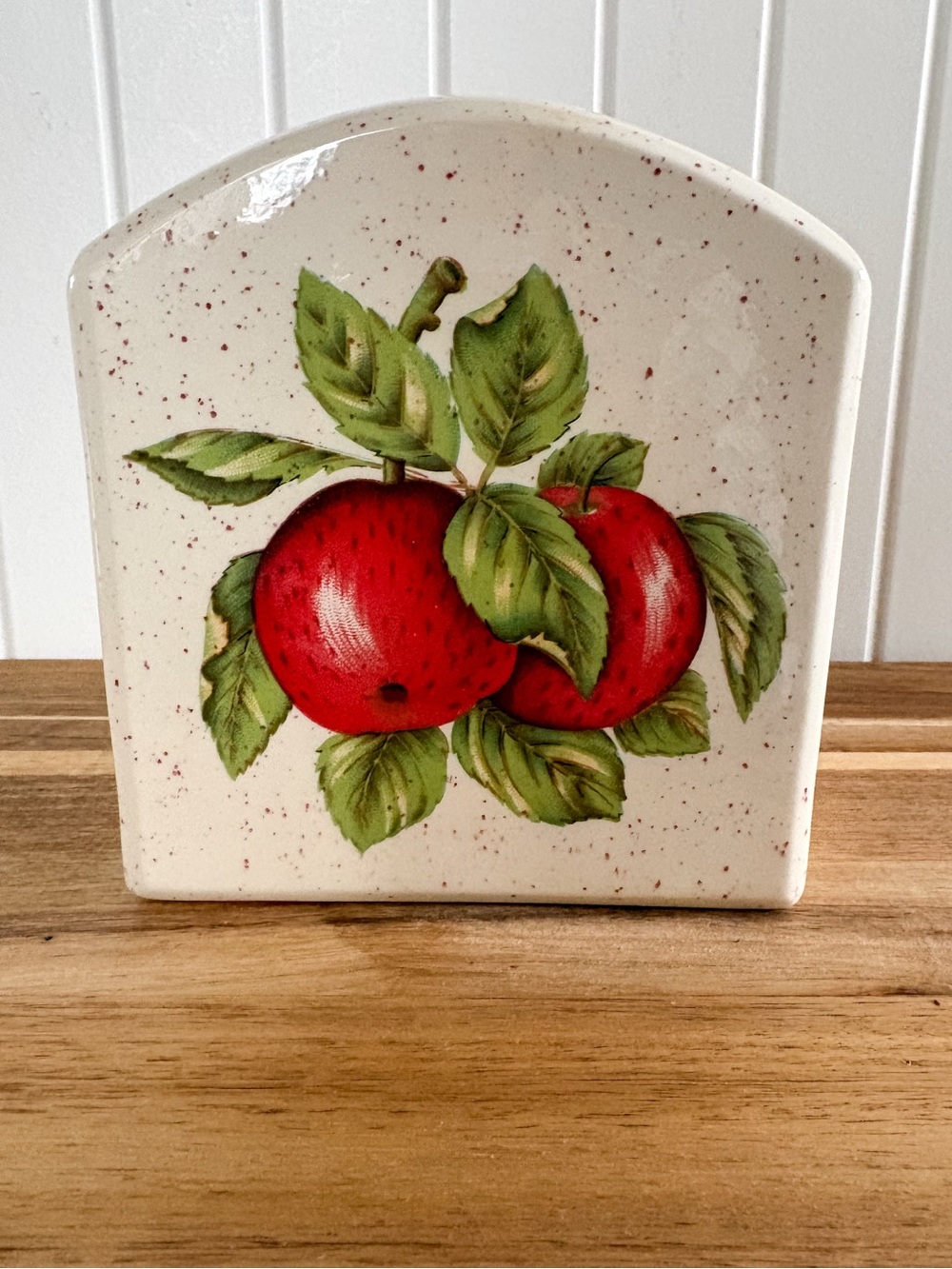 Apple Ceramic Napkin Holder Red Apple Kitchen Decor 5.75”